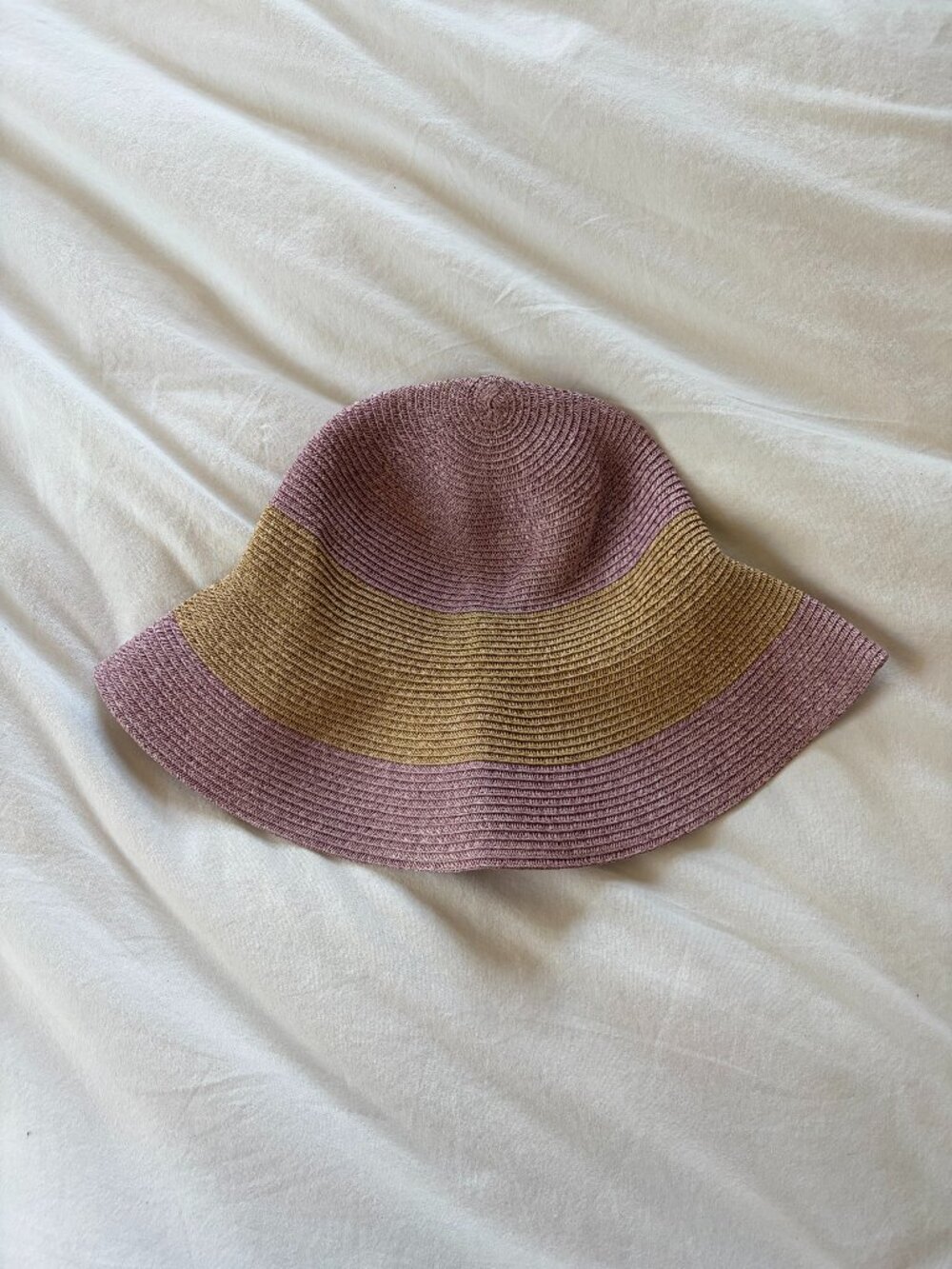 Magid Colorblock Straw Bucket Hat – Pink & Tan Packable Sun Hat